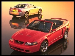 Mustang, Czerwony, Cabrio, Srebrny